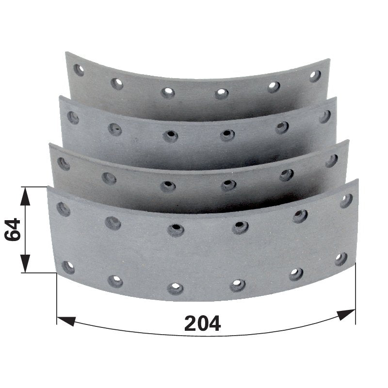 Bremsbelagsatz 204 x 64 x 4 mm Case IH 262704 mit Nieten, 4 Stück
