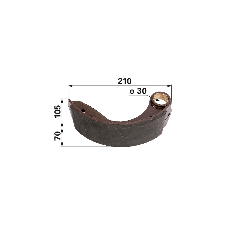 Deutz Bremsbacke 210 x 70 mm – Fussbremse Deutz