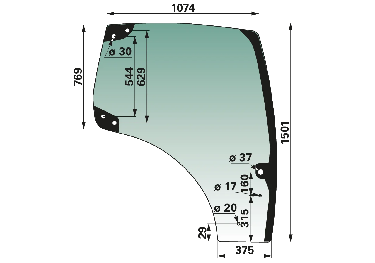 Türscheibe rechts anstelle von CNH 47463484 GartenShop24 - Hochwertige Gartengeräte