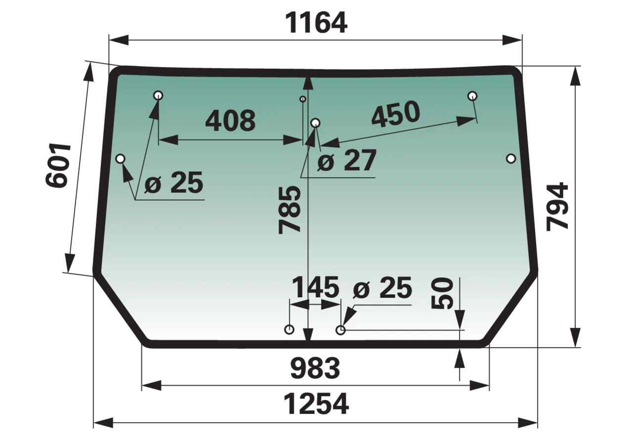Heckscheibe grün getönt anstelle von Deutz-Fahr 0.016.8502.0/10 GartenShop24 - Hochwertige Gartengeräte
