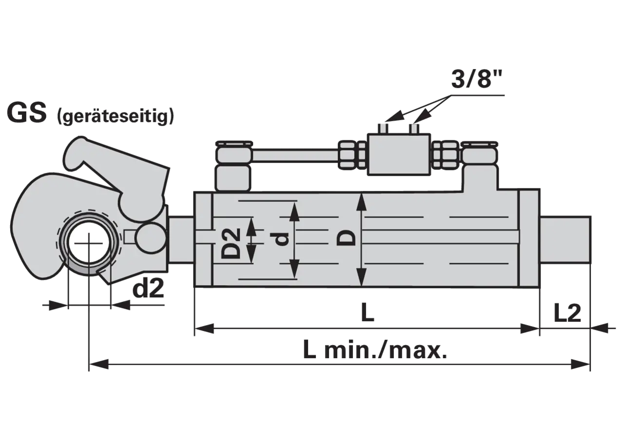 Oberlenker hydraulisch, Kat. 3, 470-610 mm, mit Haken und Gewinde Premium Prillinger Premium