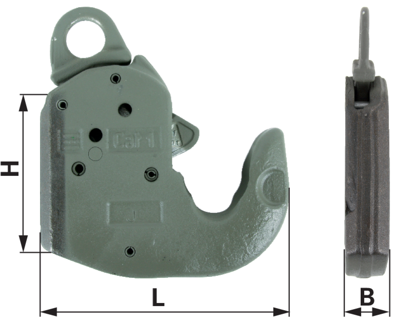 CBM Unterlenkerhaken Kat. 2 lose – Seitenansicht, 105 mm hoch, 35 mm breit