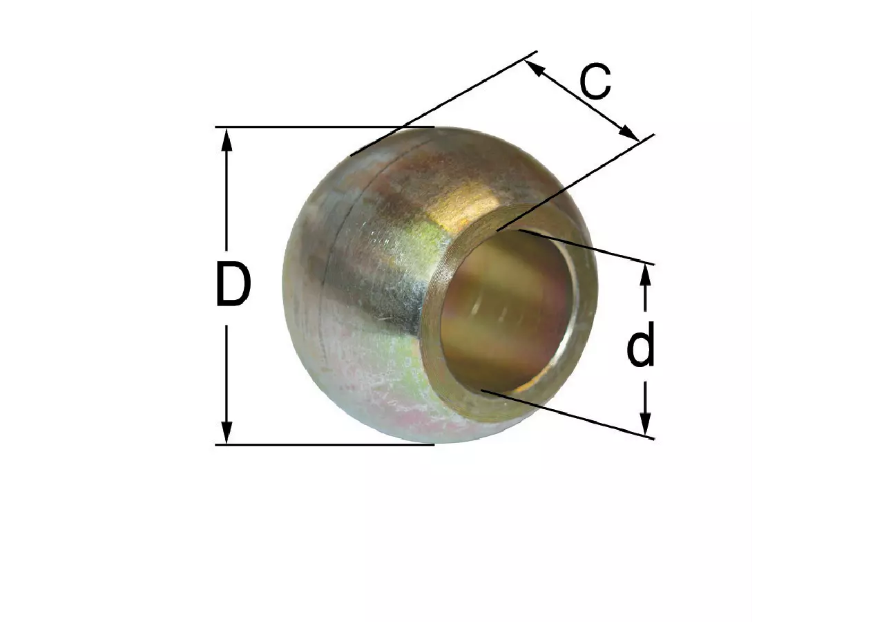 Unterlenkerkugel Kat. 3 – Detailansicht Innen-Ø 37,5 mm, Breite 45 mm