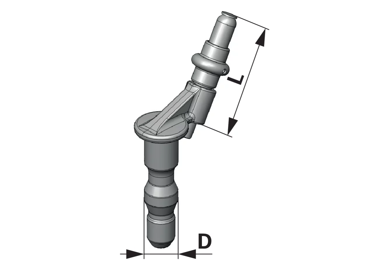 Einhandstecker gerade, AD 38 mm, Grifflänge 125 mm Scharmüller
