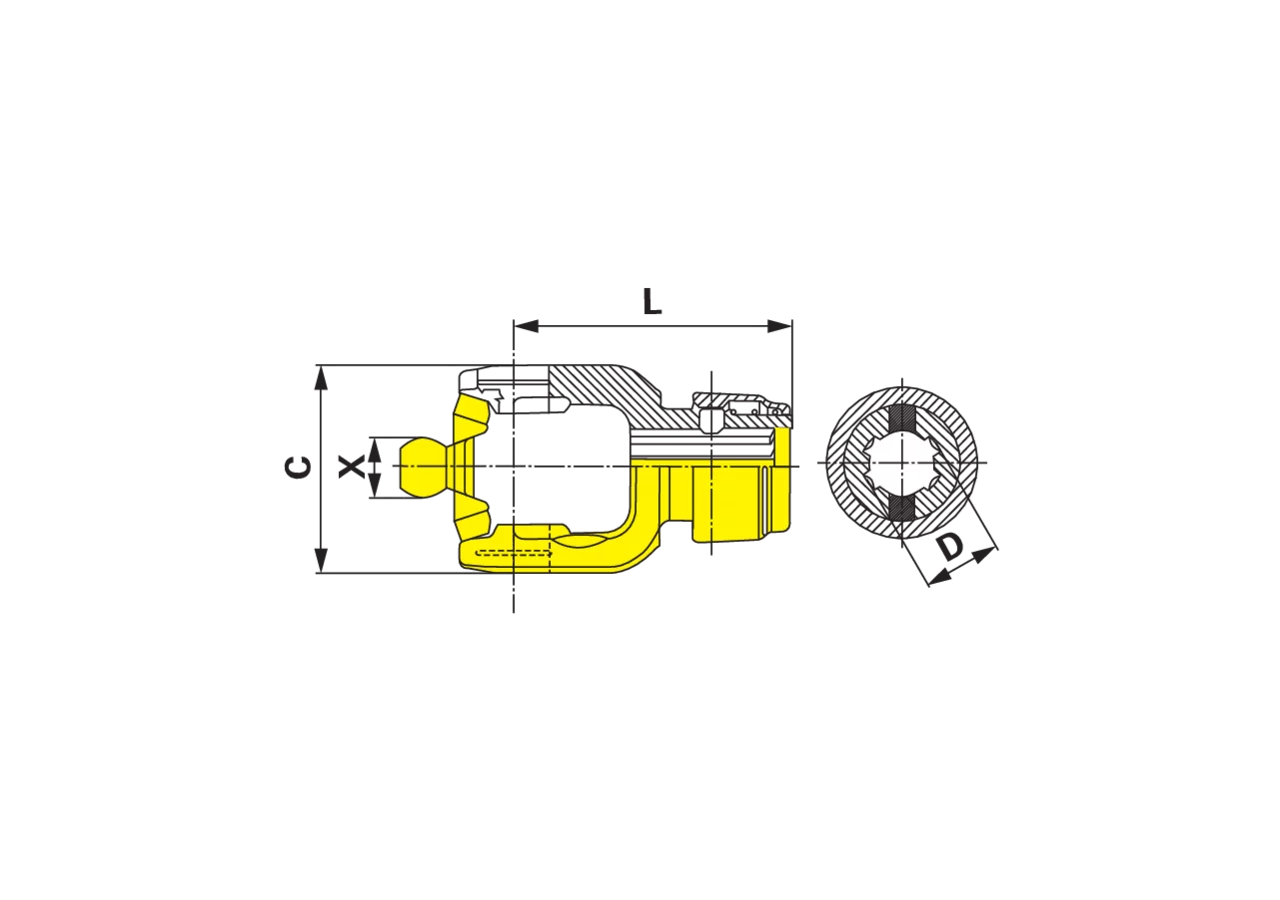 Außengabel mit Slide-Lock, AW36-80 1 3/8-6 Weasler