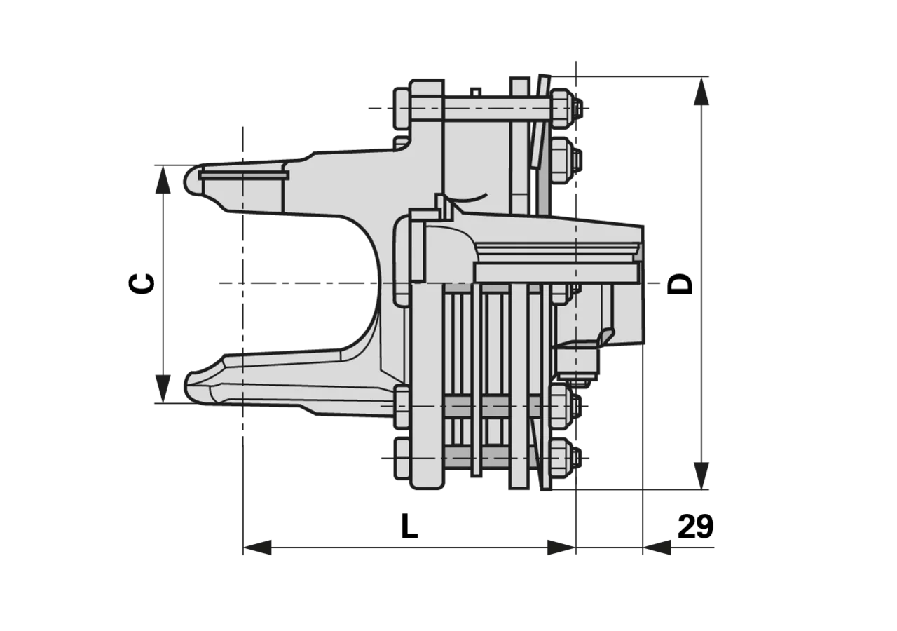 Reibscheibenkupplung A7, FV44, 1 3/8-6, 1.800 Nm Bondioli & Pavesi