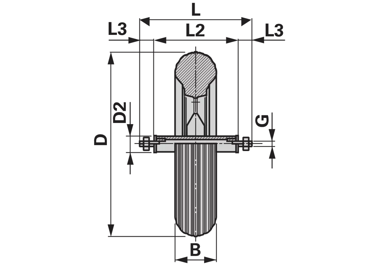 Schiebetruherad 370 x 86 mm, mit Achse M12, Nylonfelge GartenShop24