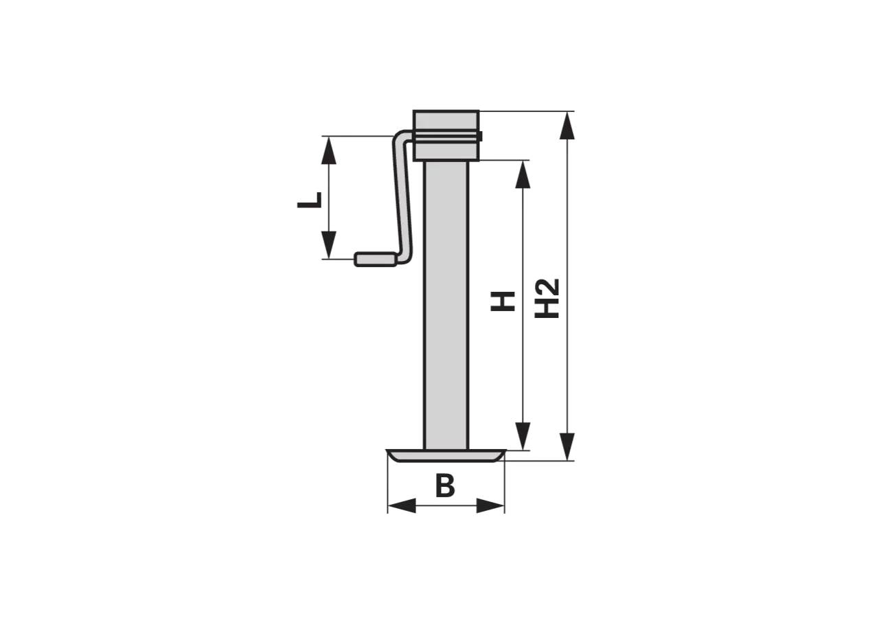 Abstellstütze mit seitlicher Kurbel, 70 x 70 mm Stützlast 4.000 kg, DG701W Simol