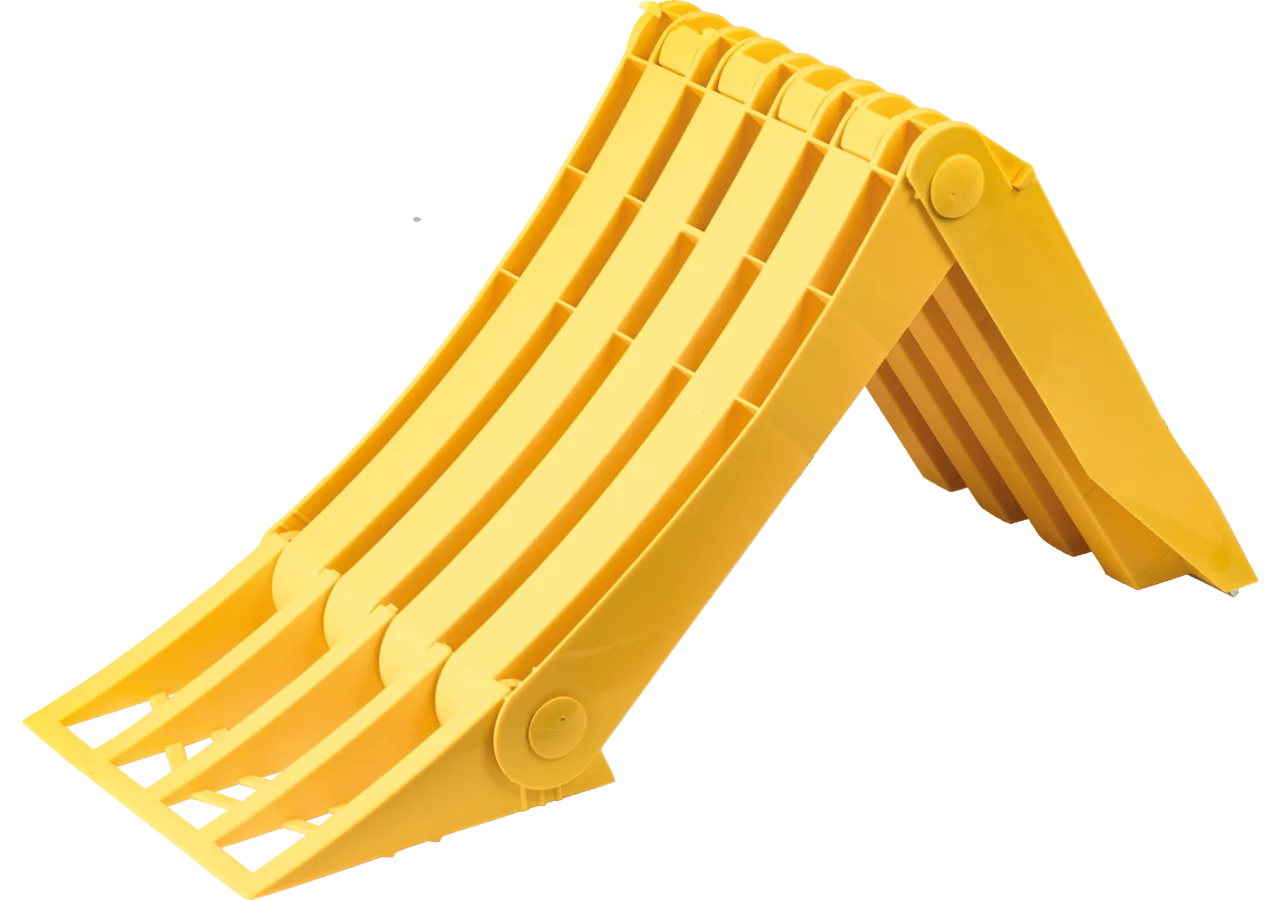 Unterlegkeil faltbar G53, 472x199x230 mit Gleitschutz aus gelbem PVC Lokhen