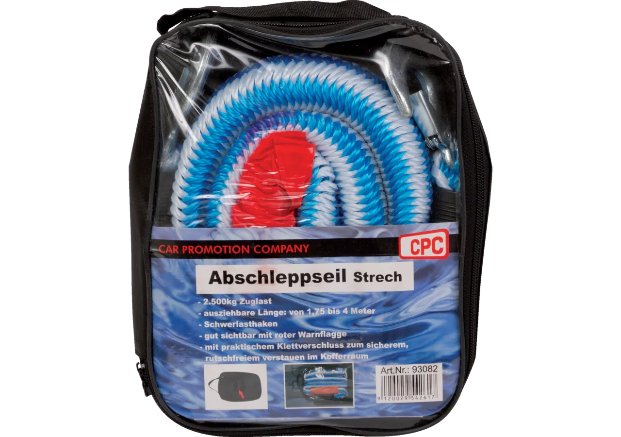 Abschleppseil mit Haken, Zuglast 2,5 t, Länge 1,75 - 4 Meter Stretch GartenShop24