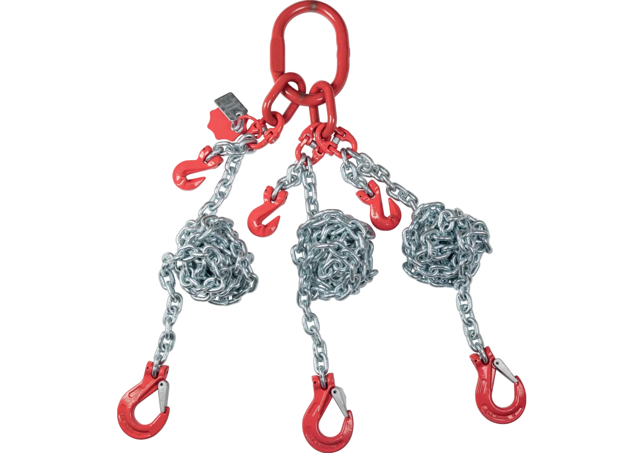 Kettengehänge mit Verkürzung, 3-Strang verzinkt, 10 mm, Länge 4 Meter Güte 8, EN818-4 McBull