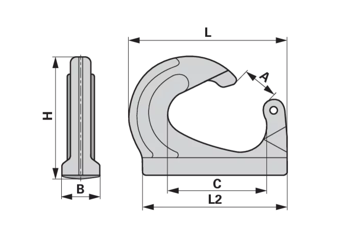 Anschweißhaken mit Sicherung, Tragfähigkeit 1.120 kg Güte 8, 2006/42/CEE McBull