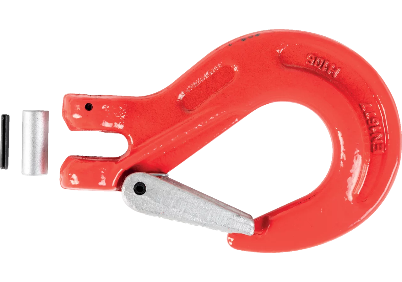 Lasthaken mit Schmiedefalle, für Kette 6 mm, Rot lackiert Güte 8, EN1677 McBull