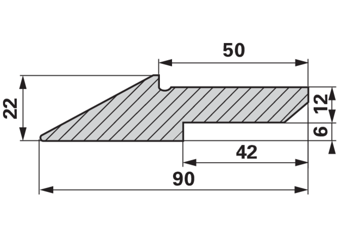 Schürfleiste Standard, 90 x 22 mm 1,05 Meter GartenShop24