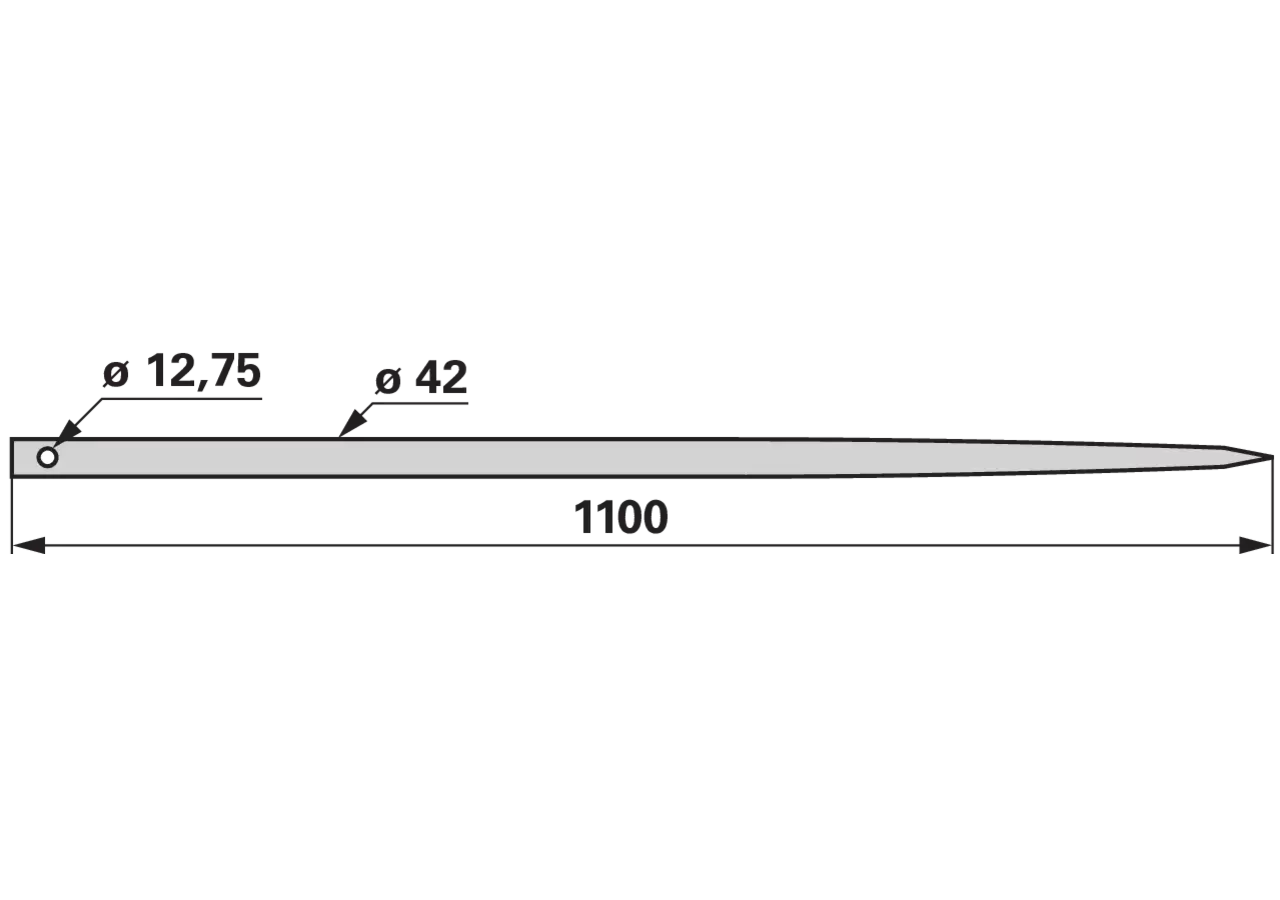 Großballenzinke 1.100 mm, mit Splintloch bpt