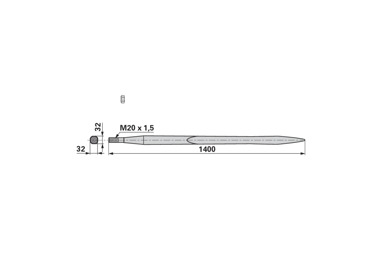 Löffelzinke M20 x 1,5, 1.400 mm bpt