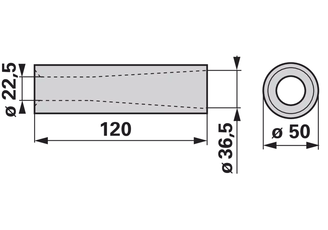 Buchse zu M22, Länge 120 mm GartenShop24