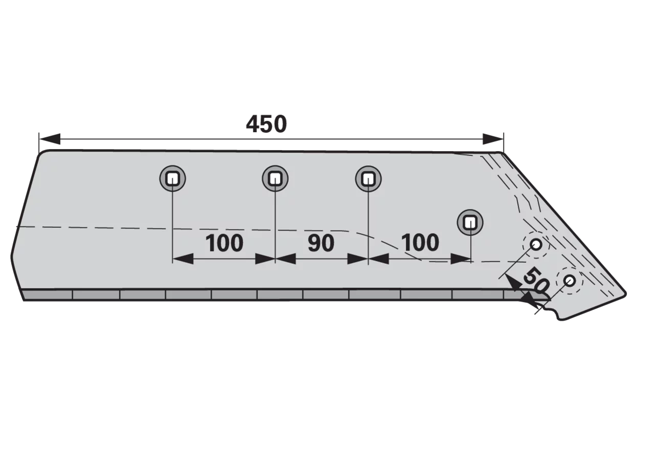 Wechselspitzschare rechts – passend für Gregoire Besson 173614 Ausführung Hartmetall Agricarb Länge 450 mm GartenShop24