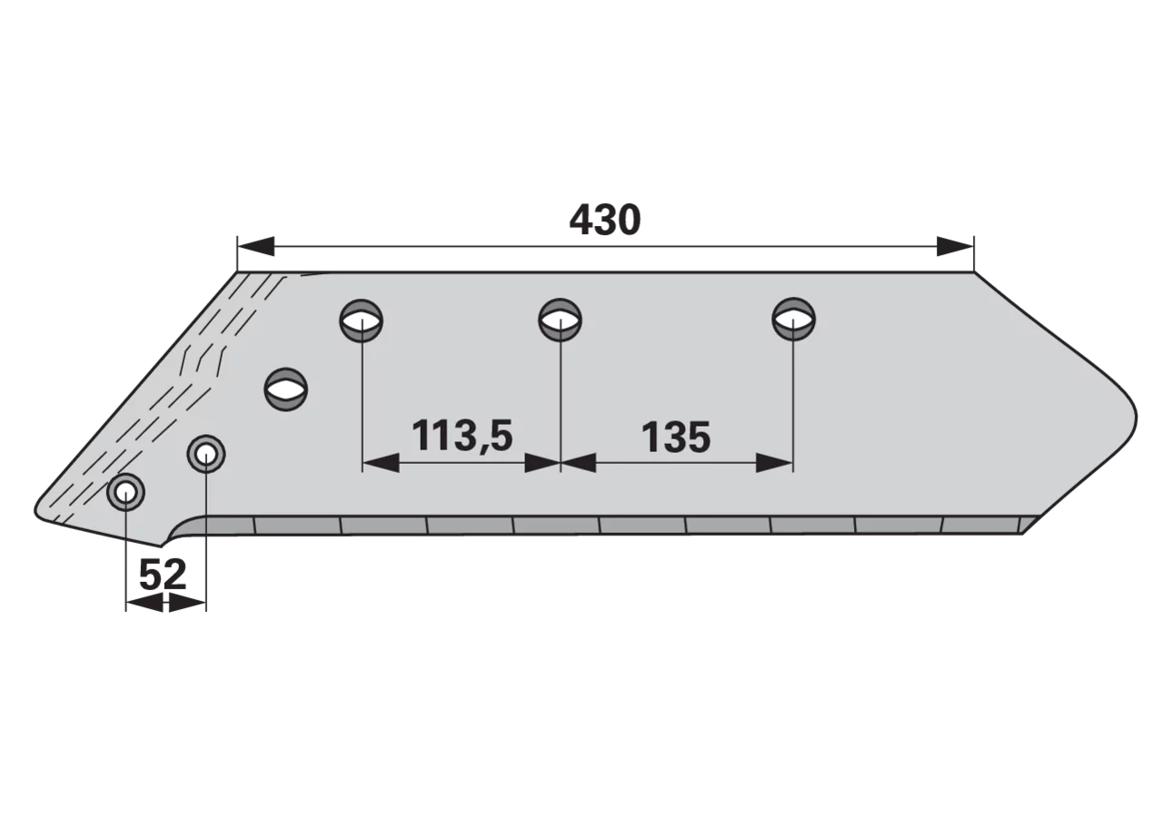 Wechselspitzschare links – passend für Kuhn 622137, Ausführung Hartmetall Stärke 12 mm AgriCarb