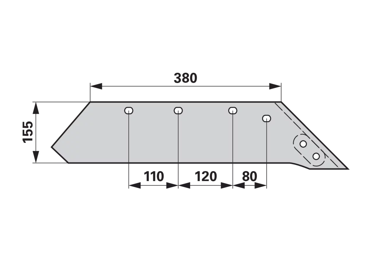 Wechselspitzschare rechts – passend für Kverneland 063015 Breite 155 mm iQparts