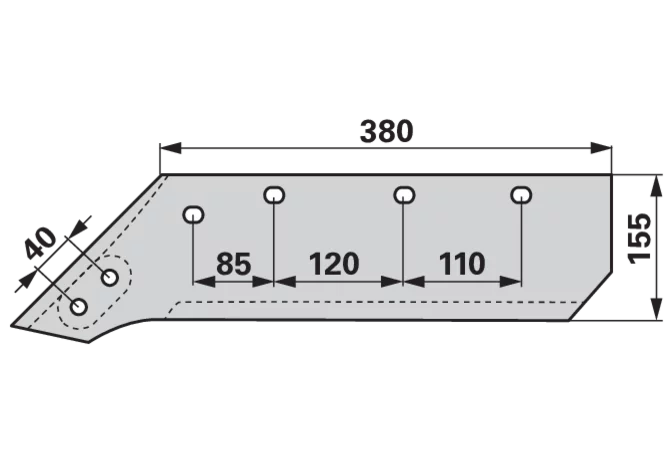 Wechselspitzschare links – passend für Kverneland 073003 Breite 155 mm iQparts