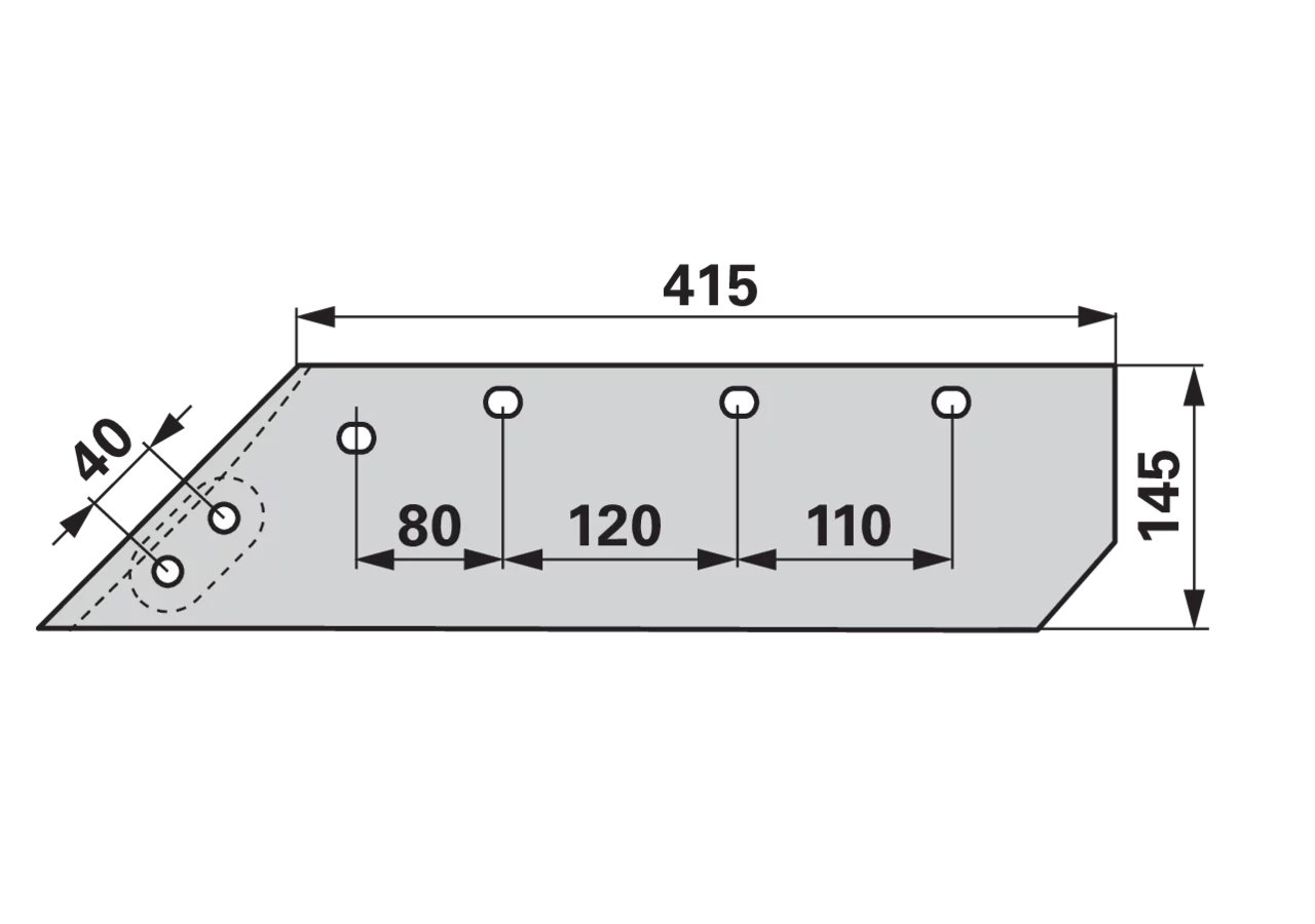 Wechselspitzschare links – passend für Kverneland 063017 Breite 145 mm Mölbro