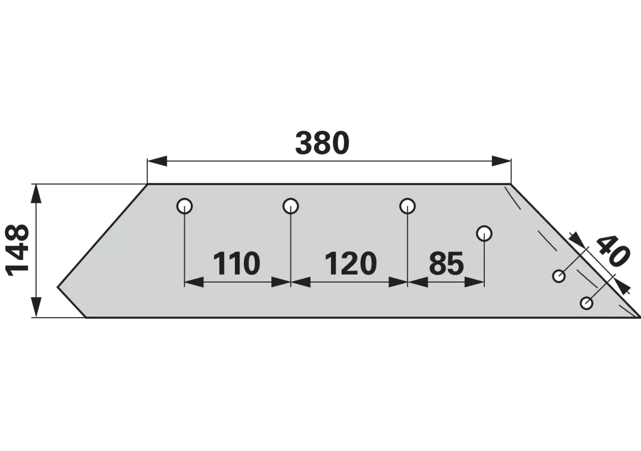 Wechselspitzschare rechts – passend für Kverneland 073004 Höhe 148 mm Mölbro