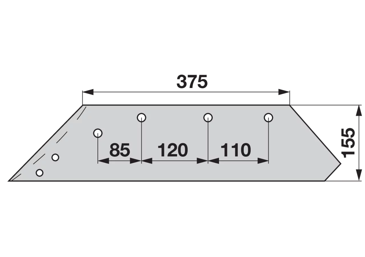 Wechselspitzschare links – passend für Kverneland 073005 Höhe 148 mm Mölbro