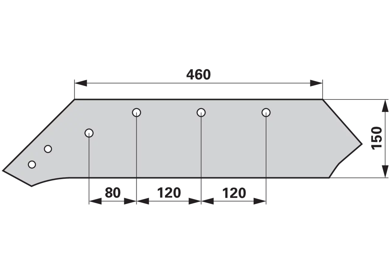 Wechselspitzschare links – passend für Kverneland 073081 Breite 120 mm Mölbro