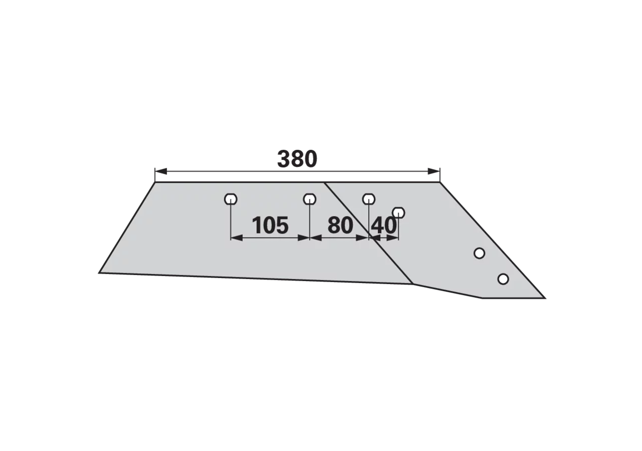 Wechselspitzschare rechts – passend für Regent 33.21.276, DW 440 SR Lochabstand (LA) 40 mm Mölbro