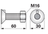 Pflugschraube 1-Nase, M16 x 60 mm, Güte 8.8 mit Mutter GartenShop24