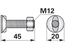 Pflugschraube 2-Nasen Huard, M12 x 45 mm, Güte 8.8, 10 Stück mit Mutter GartenShop24