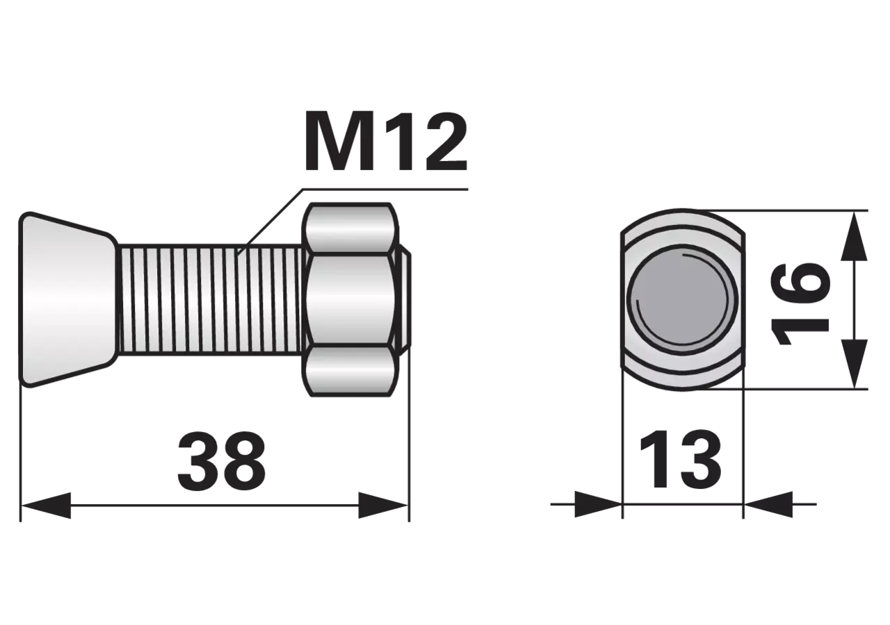 Pflugschraube Ovalkopf, M12 x 38 mm, Güte 12.9, 10 Stück mit Mutter GartenShop24