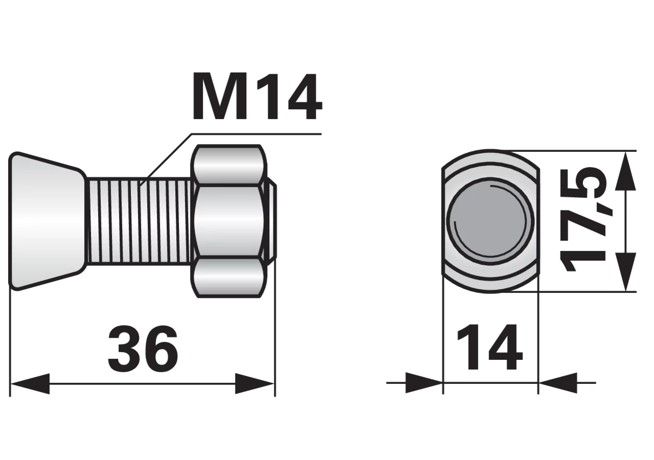 Pflugschraube Ovalkopf, M14 x 36 mm, Güte 12.9, 10 Stück mit Mutter GartenShop24