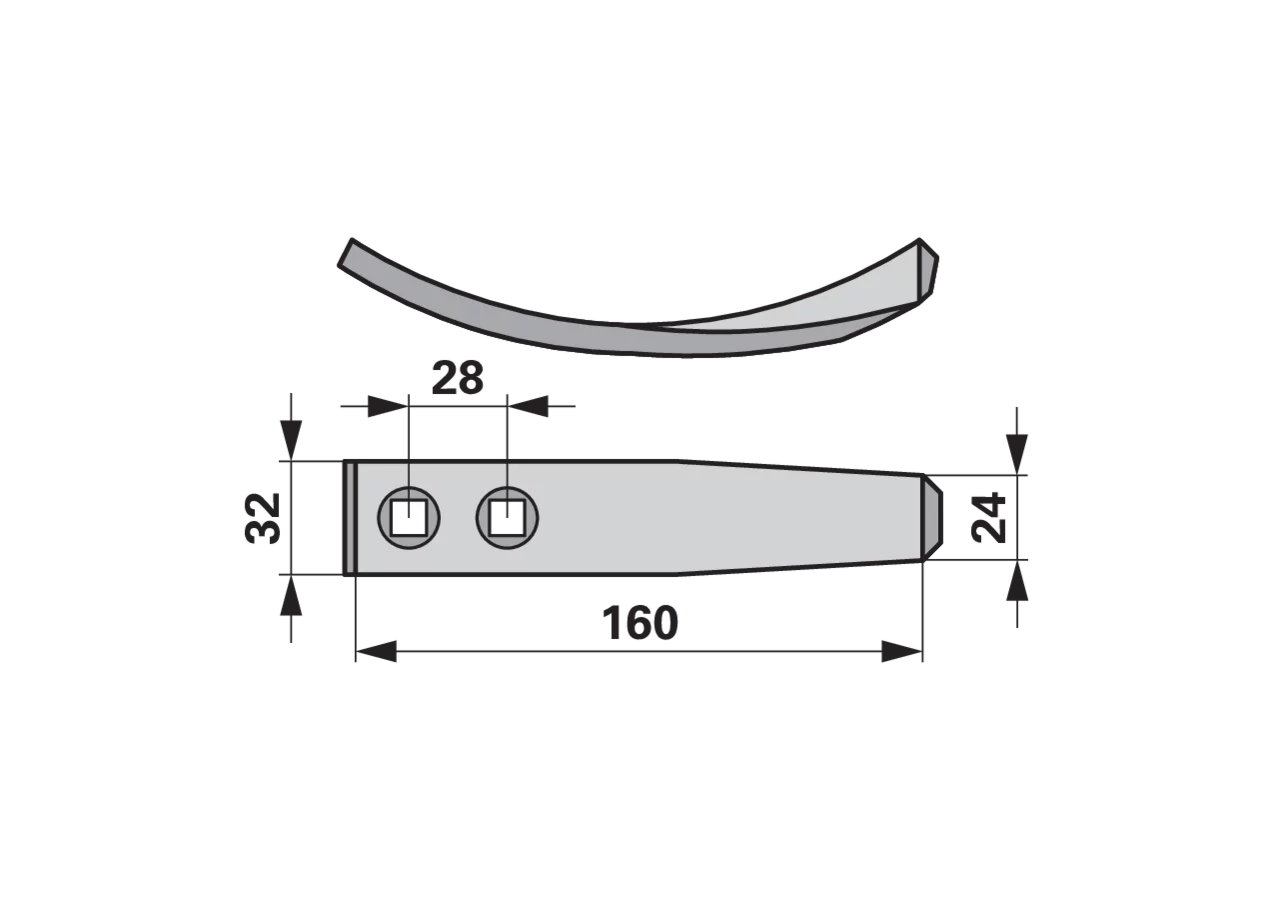 Normalschare 24 x 8 x 160 mm Bellota