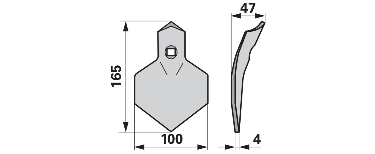 Bellota Gänsefußschar 100 mm Arbeitsbreite, 4 mm Stärke, Lochdurchmesser 10,5 mm