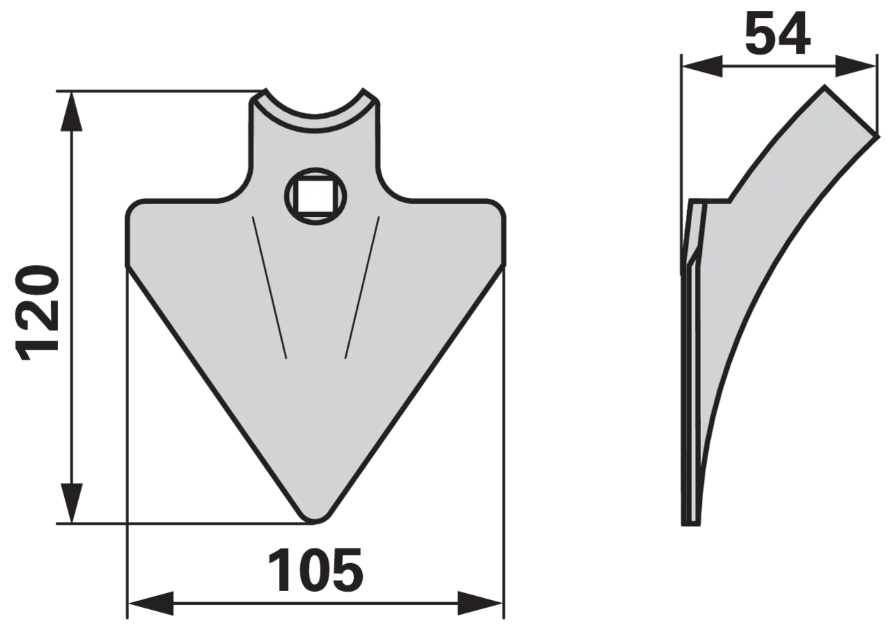 Gänsefußschar 105 mm 4 mm Stärke für Hackrahmen, Lochdurchmesser 10,5 mm
