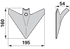 Gänsefußschare 195 x 3 mm Hackschar mit 195 mm Arbeitsbreite und Lochdurchmesser 10,5 mm
