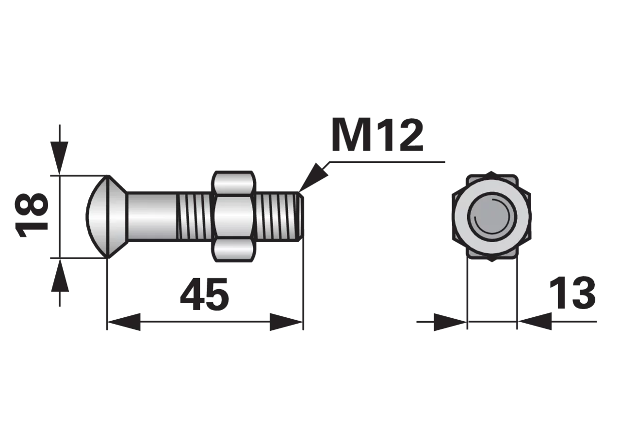 Scharschrauben M12x45 mm, Güte 5.6, mit Mutter, 10 Stück GartenShop24