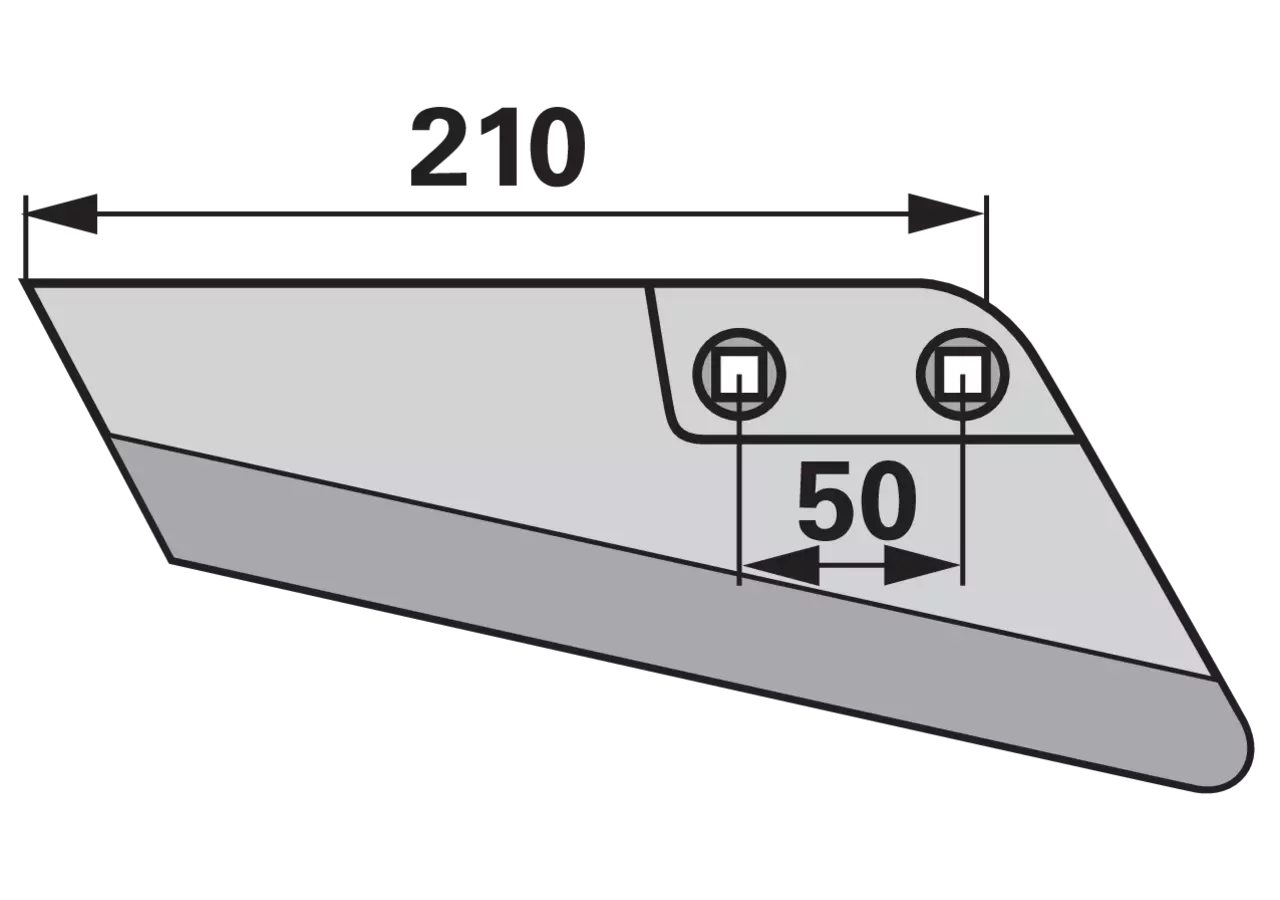 Flügelschare rechts, 210 x 8 mm, Lochabstand 50 mm GartenShop24