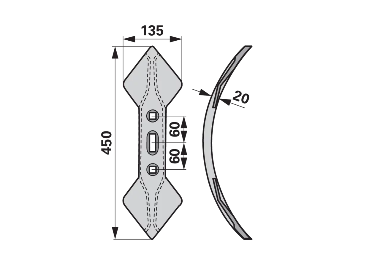 Doppelherzschare 135 mm Lochabstand 45-60 passend zu Regent 33.51.181 bpt