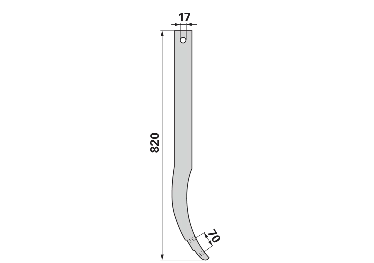 Schwergrubberstiel 60 x 25 mm, Länge 820 mm, Lochabstand 70 mm bpt