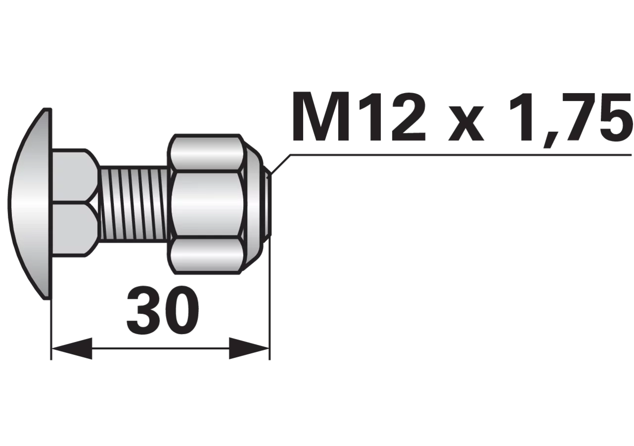 Flachkopfschraube DIN 603, M12 x 30 mm, Güte 8.8 GartenShop24