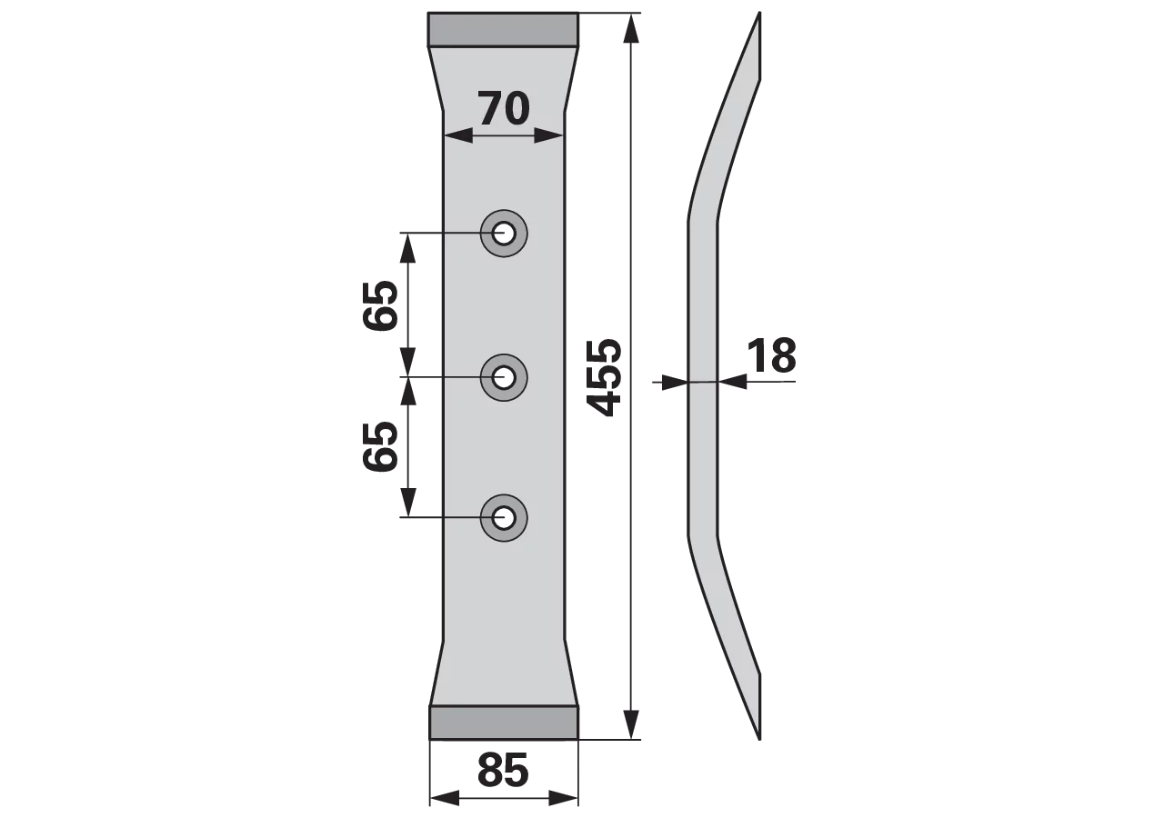 Grubberschare 70 x 18 x 445 mm, Lochabstand 65 mm GartenShop24