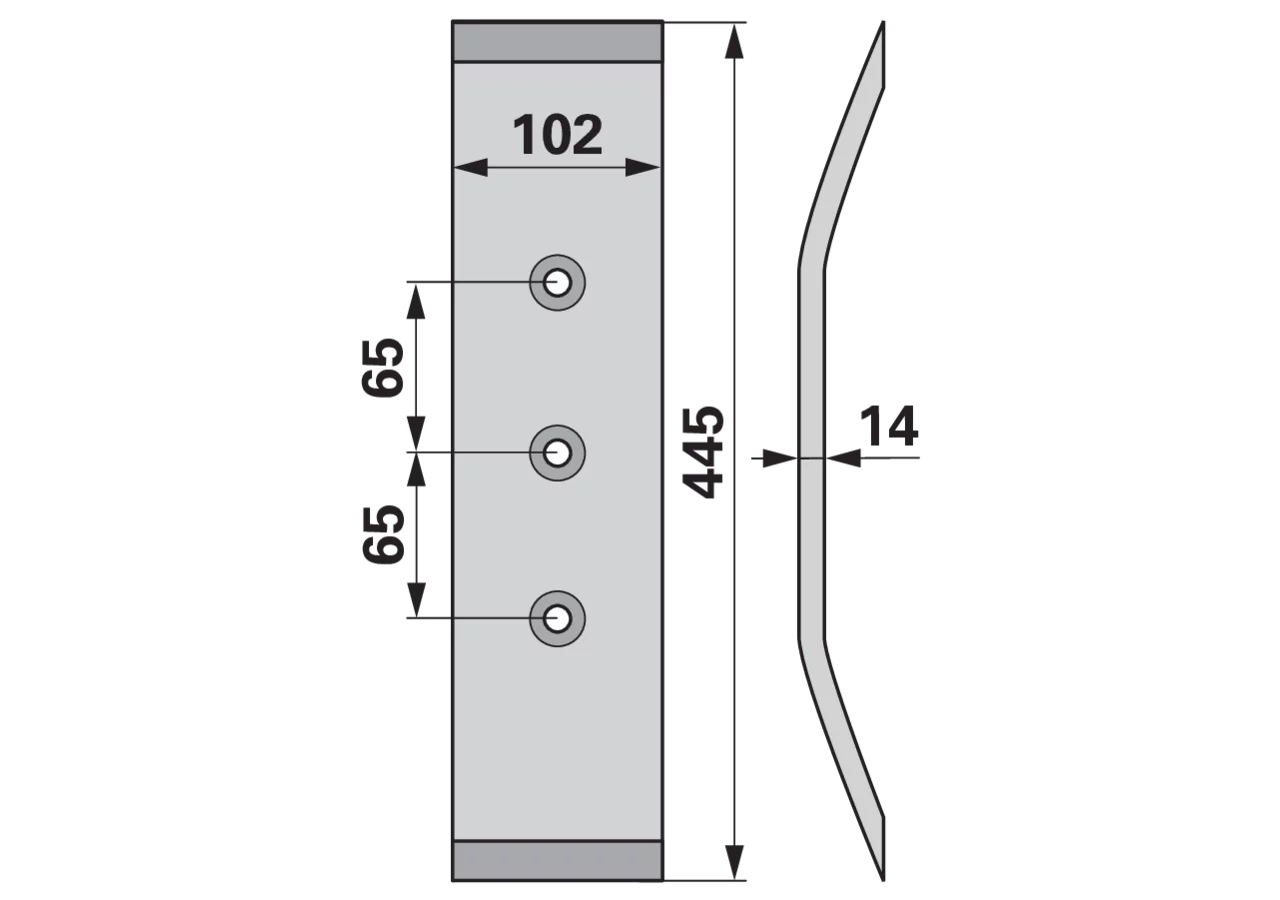 Grubberschare 100/109 x 14 mm, Lochabstand 65 mm GartenShop24