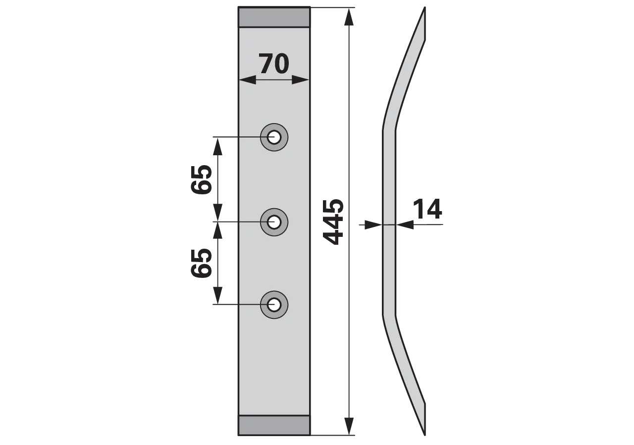 Grubberschare 70/82 x 14 mm, Lochabstand 65 mm GartenShop24