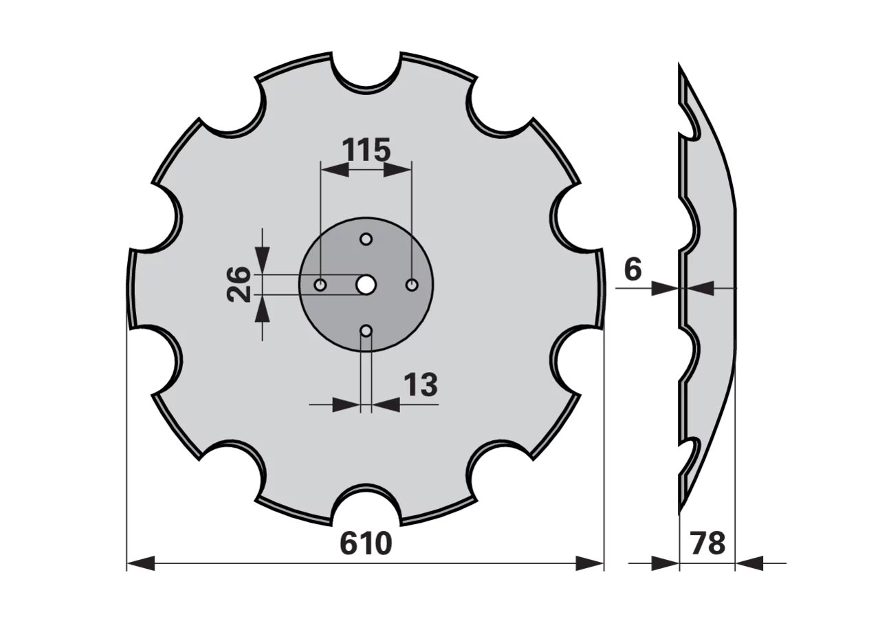Eggenscheibe gezanht 610 x 6,00 mm – passend für Mandam 05-02-0649 GartenShop24