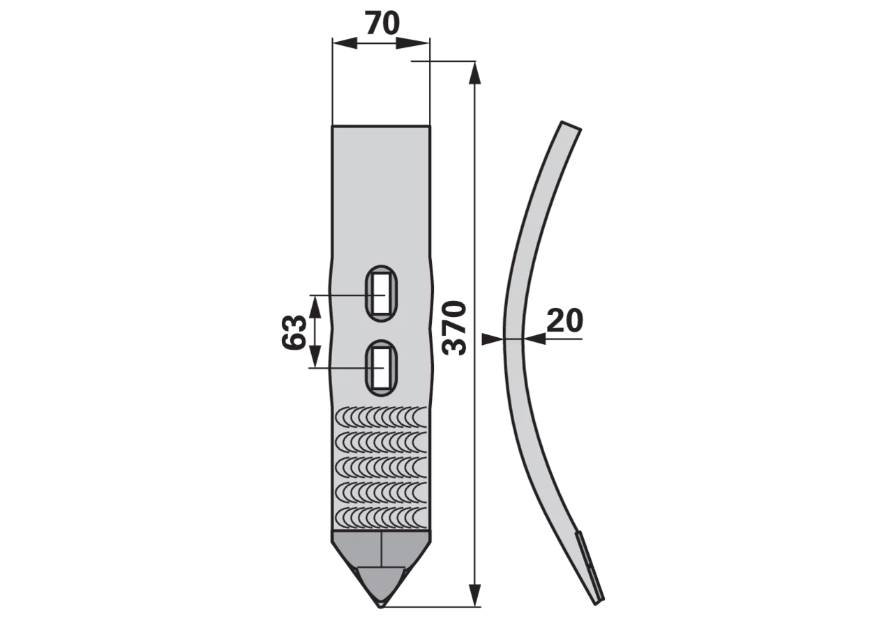 Grubberschare Hartmetall, 400 X 75 X 20 mm JPF