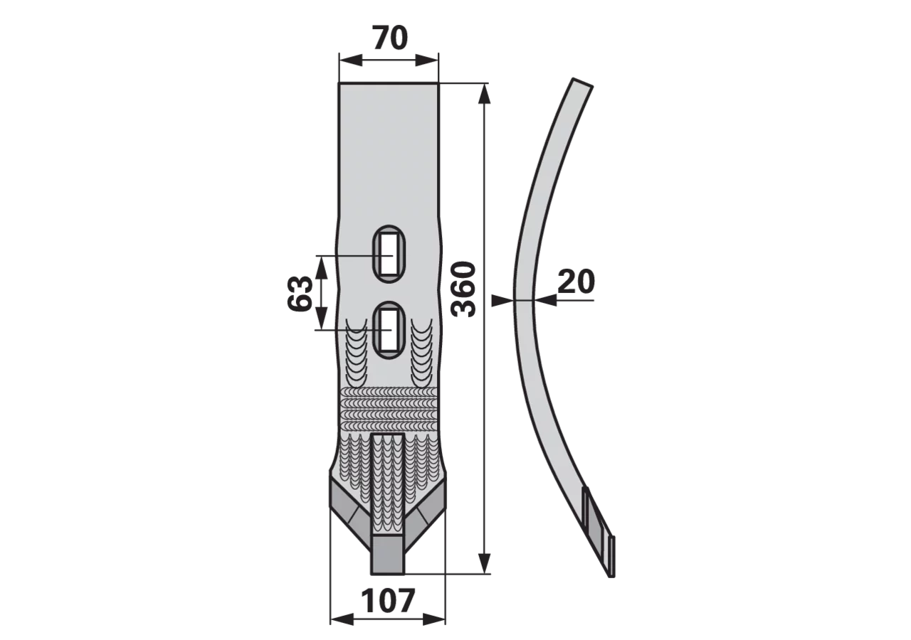 Grubberschare Hartmetall, 400 x 70 x 20 mm JPF