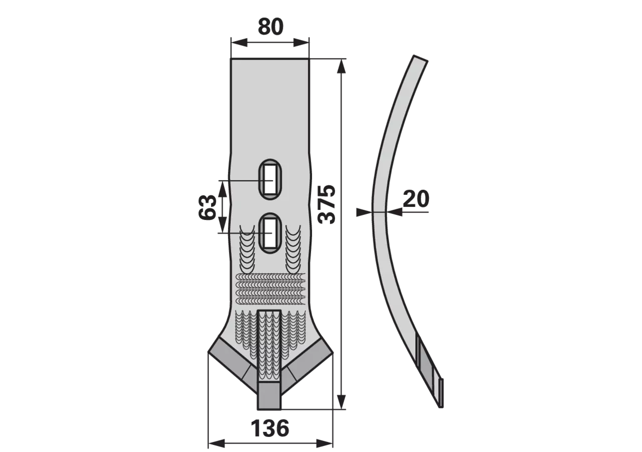 Grubberschare Hartmetall, 400 x 80 x 20 mm JPF
